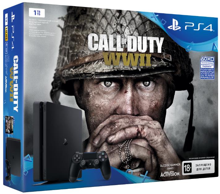 Sony PlayStation 4 Slim 1Tb Black (Call of Duty WWII)